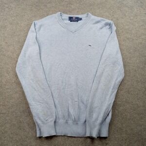 Vineyard Vines Sweater‎ Mens Small Blue V Neck Cotton Cashmere Pullover Knit